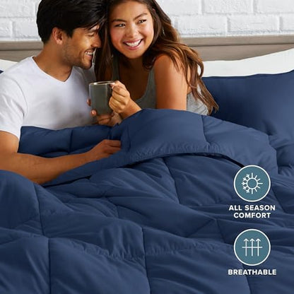 Bare Home Comforter Set - 1800 Ultra Soft (Oversized King, Dark Blue)