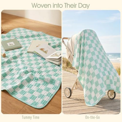 Ultra Soft Muslin Baby Blanket, A Versatile Swaddle and Bed Blanket for Babies, Toddlers, Boys, and Girls (1 Pack).