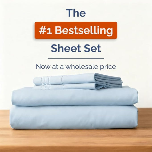 Bulk Case Pack of 12 Sheet Sets - (12) Complete King Size Sheet Sets with Deep Pockets - Wholesale Bulk Bedding for Hotels, Spas & Airbnbs - Breathable, Cooling, Soft & Wrinkle Free - (King, Sky Blue)