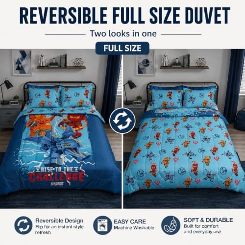 LEGO Ninjago Smash Full Comforter 7 Piece Set for Kids Bedding