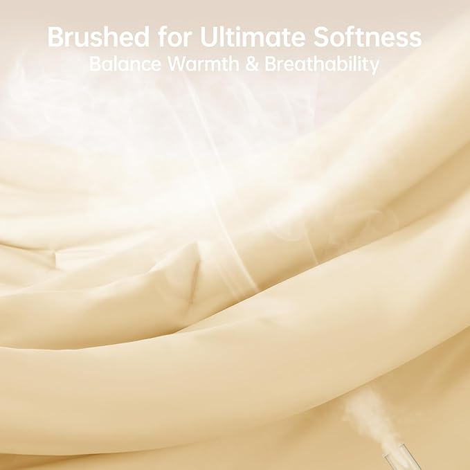 MUXHOMO King Size Comforter Set, All Season Ultra Soft Down Alternative Bedding - 3 Piece Lightweight Bed Set Includes 1 Comforter (104"x90") and 2 Pillow Shams (20"x36"), Light Yellow