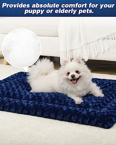 Exsnugy Washable Dog Bed Mat Large Size Fluffy Pet Crate Pad 48x30 XXL
