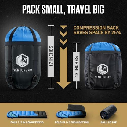 VENTURE 4TH Backpacking Sleeping Bag for Camping - Single, XXL & Double
