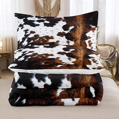 Tailor Shop Cow Print Bedding Set - King Size Cartoon Comforter Set for Kids Teens Boys Girls - 1 Comforter and 2 Pillowcases