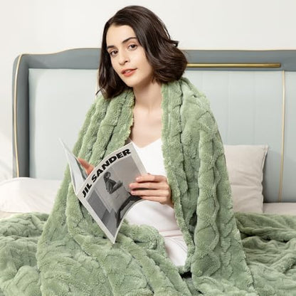 Aganear Fleece Throw Blanket for Couch Sofa 60"x80" Sage Green