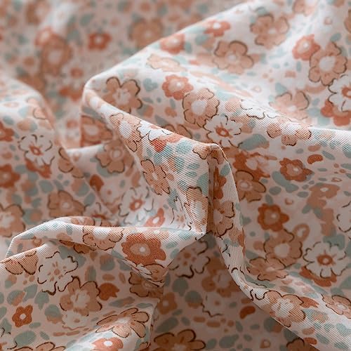 mixinni Girls Bedding Duvet Cover Twin Size Vintage Style Pink Small Floral Print Duvet Cover Set Soft Cotton 1 Duvet Cover with 2 Bow Ties Pillowcases-Easy Care, Soft and Durable