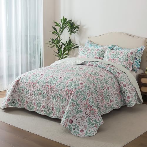 HoneiLife Quilt Set King Size - Microfiber Bedspreads 3-Piece,Reversible Coverlets Lightweight Bedcover King Quilt Bedding Sets