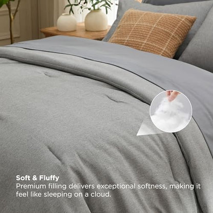 Bedsure King Size Comforter Set Dark Grey - Bed in a Bag King 7 Pieces, Cationic Dyed Bed Set Gift for Family, Soft Bedding for All Seasons Comforter with Sheets, Pillowcases & Shams