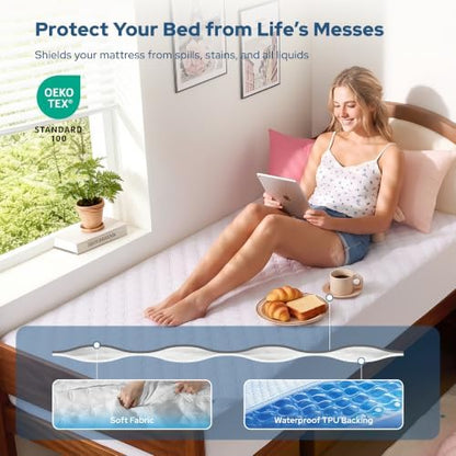 BEDLORE 2 Pack Waterproof Mattress Protector, Twin XL Size Mattress Pad