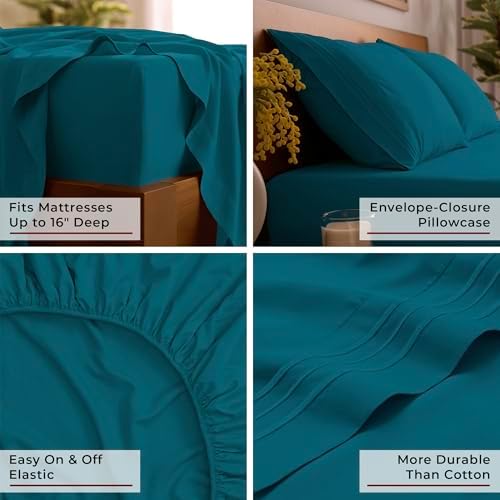 Mellanni Iconic 3-Piece, Ultra Soft Sheet Set (Twin XL, Teal)
