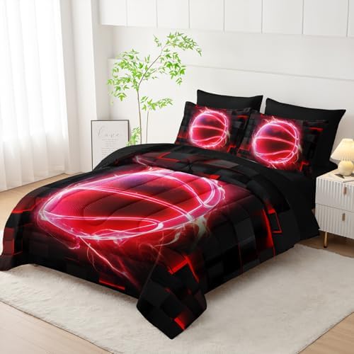 HOSIMA Teen 7Pcs Basketball Full Comforter Set with Sheets Sports Bedding.