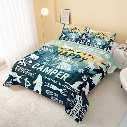 QOOMO Camping Kids Comforter Set Full Size