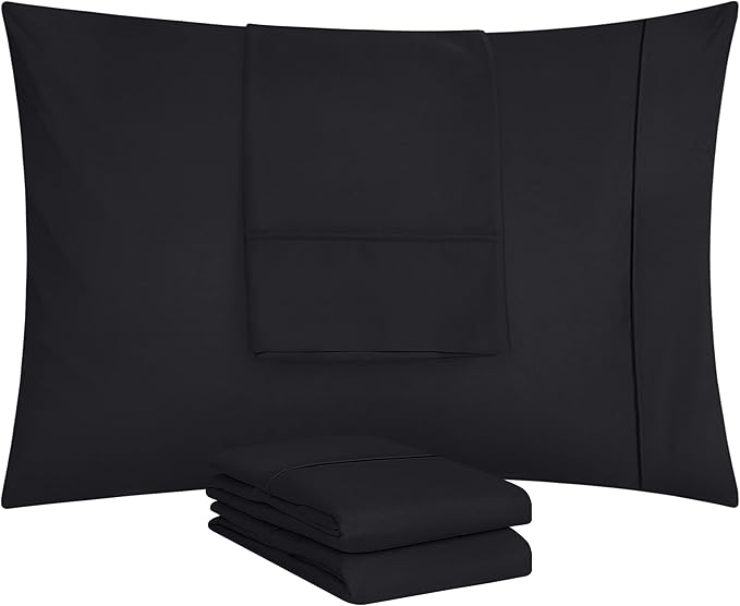 Utopia Bedding Queen Pillow Cases - 12 Pack - Envelope Closure - Soft Brushed Microfiber Fabric - Shrinkage and Fade Resistant Pillow Covers Queen Size 20 X 30 Inches (Queen, Black)