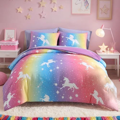 Full Size Comforter Sets for Girls - 7 Pieces Unicorn Full Bedding Set