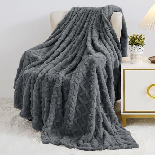 Aganear Fleece Throw Blanket for Couch Sofa 60"x80" Grey