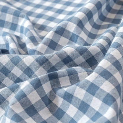 LifeTB Blue Gingham Comforter Set California King 3 Pieces Modern Plaid Checkered Comforter Set Blue Grid Comforter with 2 Pillowcases Soft Fluffy Grid Farmhouse Gingham Bedding Set for All Seasons