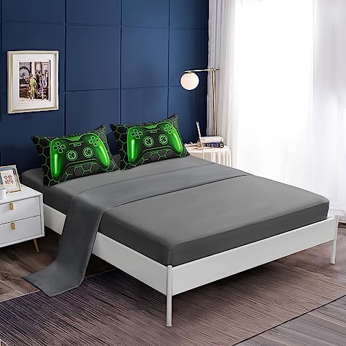 6 Pieces Bed in a Bag for Boys Bedding Sets Full Size,Gamer Comforter Sets for Boys Kids, Gaming Comforter Set for Teens Room Decor with Flat Sheet,Fitted Sheet,Pillowcase,Cushion Cover