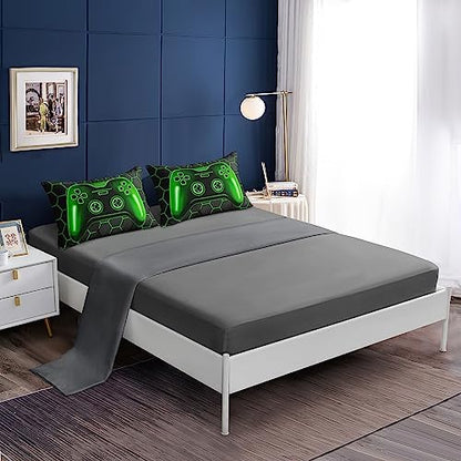 6 Pieces Bed in a Bag for Boys Bedding Sets Full Size,Gamer Comforter Sets for Boys Kids, Gaming Comforter Set for Teens Room Decor with Flat Sheet,Fitted Sheet,Pillowcase,Cushion Cover