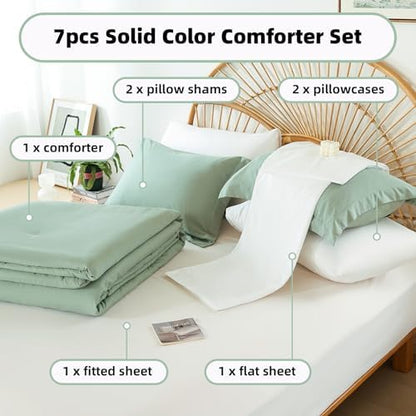 weigelia King Comforter Set with Sheets - 7 Pieces Bed in a Bag King