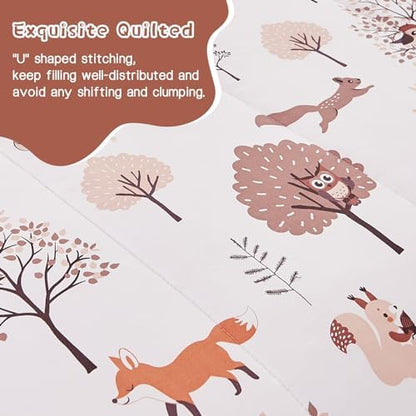 Yibeizi Kids Comforter Set Boys Girls Twin Size Woodland Bedding