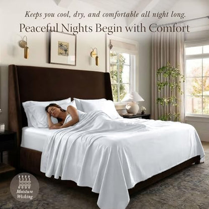Threadmill 400 Thread Count Egyptian Cotton Queen Sheet Set, Sateen, White
