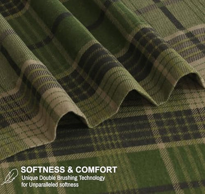 RUVANTI 100% Cotton Flannel Sheets Split King Size, DNA Plaid