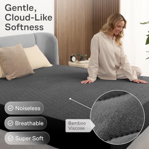 100% Waterproof Noiseless & Breathable Twin Size Mattress Protector - Gray