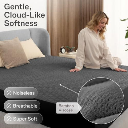 100% Waterproof Noiseless & Breathable Twin Size Mattress Protector - Gray