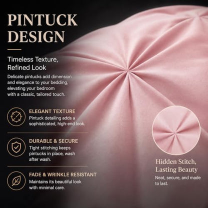 CozyLux King Size Comforter Set Pink, 7 Pieces Pintuck Bed in a Bag