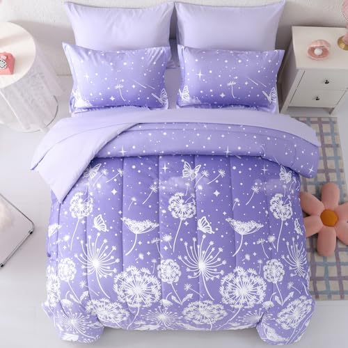 Dinjoy Girls Comforter Set 5 Pieces, Twin Size Colorful Ombre Rainbow Bedding Set, Bed in A Bag for Kid Teen Girls (1 Comforter, 1 Flat Sheet, 1 Fitted Sheet, 1 Pillow Shams, 1 Pillowcases)