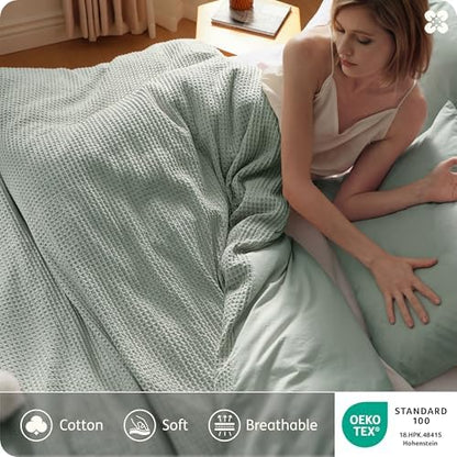 Bedsure PureWoven Cotton Waffle Weave Duvet Cover, King, Duvet Cover Only