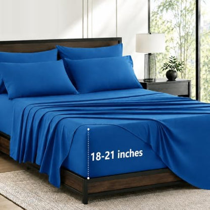 CozyLux King Size Sheets Set 6-Piece, 21-Inch Deep Pocket, Soft Feel