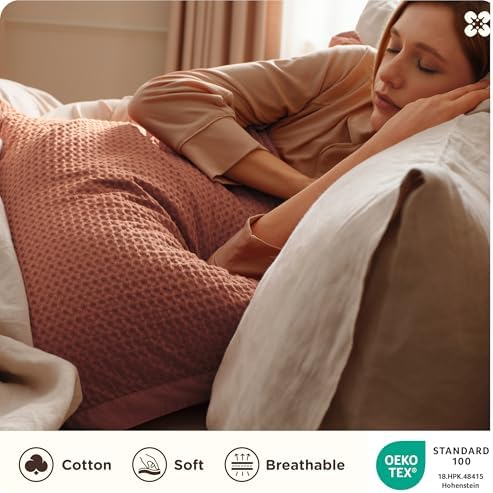 Bedsure PureWoven 3 Pieces 100% Cotton Waffle Weave Duvet Cover Set, King