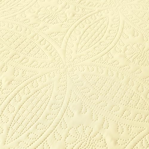 akkialla Butter Yellow King/Cal King Quilt Set,Ultrasonic Lightweight Bedspread Coverlet for Modern Minimalist Bedroom,Soft Microfiber Coin Pattern Bedding,3-Piece (1 Quilt,2 Pillow Shams)