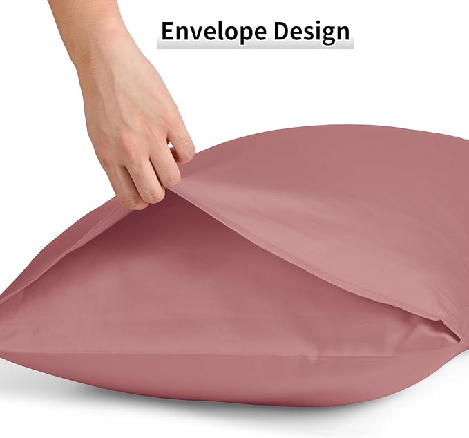 Warmstar Cotton Pillow Cases Queen Size Set of 2, 600 Thread Count Pillowcases 20x30 Inches, Soft Long Staple Cotton Pillowcases Breathable with Envelope Closure,Lotus Pink