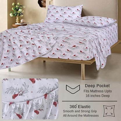 RUVANTI Flannel Sheets Set Twin Size, Cardinal