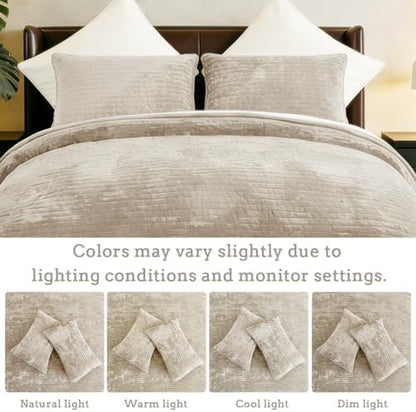 Califonia King Velvet Quilt Set Striped Bedspread 106x118