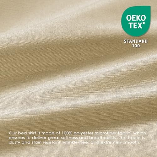 FreshCulture Twin Bed Skirt, Elastic Wrap Around Bed Skirt Twin Size, Bed Skirts for Adjustable Bed, Easy Fit with 22 Inch Drop Length, Hotel Quality Dust Ruffle for Twin Bed (Beige)