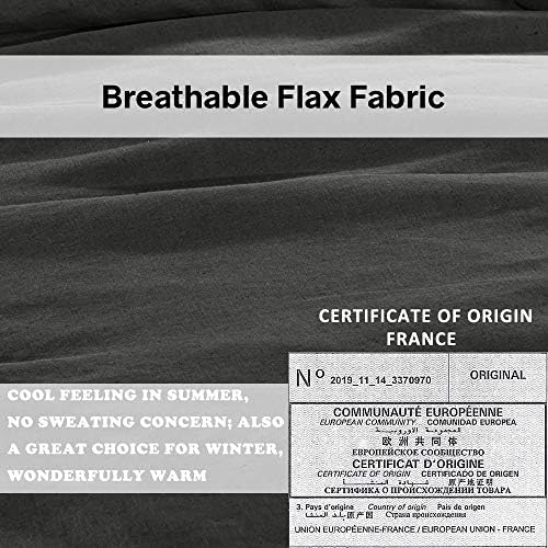 Simple&Opulence 100% French Linen Euro Shams with Embroidery (26'' x 26'') - Pack of 2 - Pre Washed Solid Color Natural Flax Soft Breathable - Dark Grey