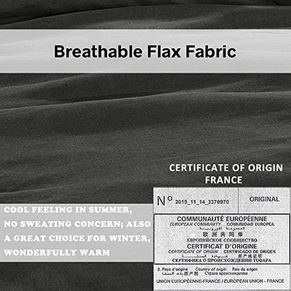 Simple&Opulence 100% French Linen Euro Shams with Embroidery (26'' x 26'') - Pack of 2 - Pre Washed Solid Color Natural Flax Soft Breathable - Dark Grey