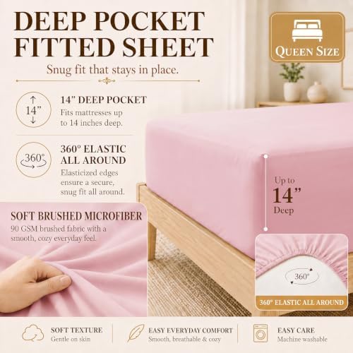 CozyLux Queen Comforter Set Pink - 7 Pieces Bed in a Bag