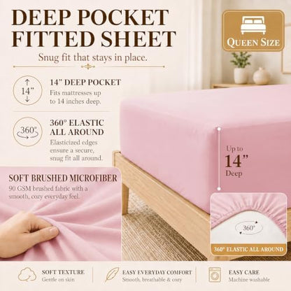CozyLux Queen Comforter Set Pink - 7 Pieces Bed in a Bag
