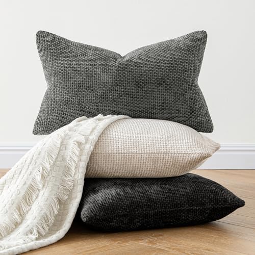 MIULEE Decorative Neutral Beige Euro Sham Pillow Covers 24x24 Inch 2 Pack