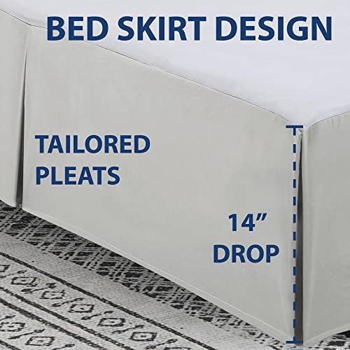 Cathay Home Double Brushed Microfiber Pleated Easy Fit Bed Skirt, Ultra Soft, Fade and Wrinkle Resistant - Light Grey, King
