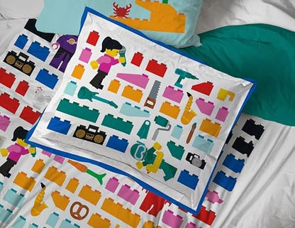 LEGO® Blocks Full Size Comforter Set 7 Piece Soft Kids Bedding, White