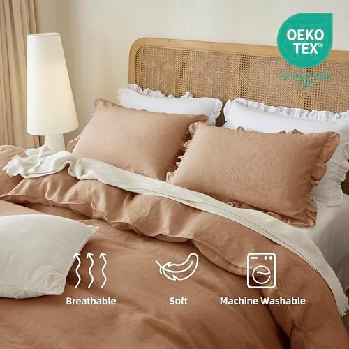 Talasily 100% French Linen King Duvet Cover Set, Organic Linen