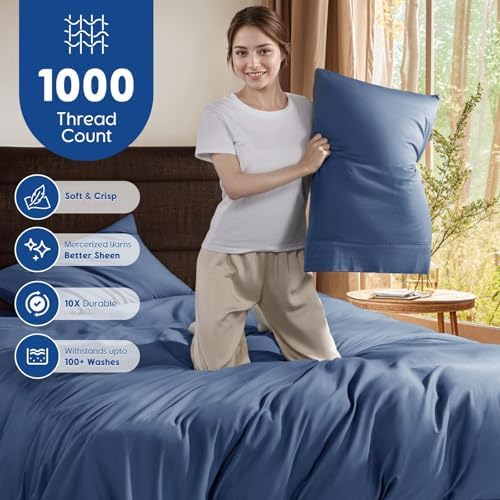 SONORO KATE 1000 Series 100% Egyptian Cotton Queen Duvet Cover Set,3PC