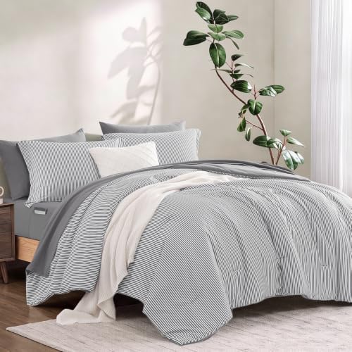 Monbix Queen Comforter Set-7 Pieces Soft Bed in a Bag Queen Bedding Sets