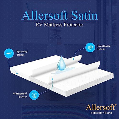 RV 6 Sided Zippered Mattress Protector with Secure Locking Zipper 28x72. Creates a Natural Seal Around Your Mattress from Dust, Pet Dander, Pollen, Liquids & More. Oeko-Tex Cert