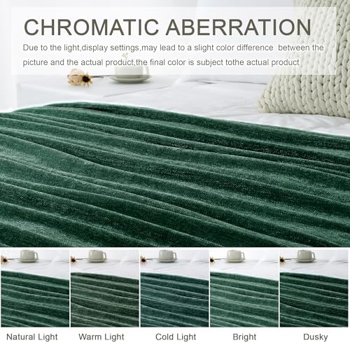 Chenille Throw Blanket for Couch 50" x 60", Dark Green